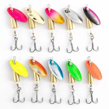 Imagem de Dr.Fish Pacote com 10 kits de iscas de truta, spinnerbait para trutas, lâminas giratórias, robalo, peixe, salmão, panfish, Walleye, riachos de água doce, 1/113 g