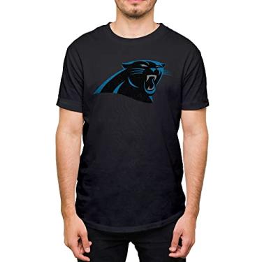 Imagem de Hybrid Sports NFL - Logotipo do time envelhecido - Camiseta adulta oficialmente licenciada para fãs de manga curta para homens e mulheres, Carolina Panthers - Preto, M