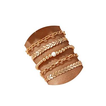 Imagem de Pulseiras de ouro 14K para mulheres e meninas, lindas pulseiras com contas de tênis, elos cubanos, clipe de papel, corrente tornozeleira delicada, pacote de joias para presentes, liga metálica, Liga