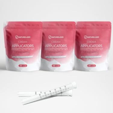 Imagem de Natureland Aplicador vaginal de plástico descartável: para produtos de gel ou creme - Inclui marcações de dosagem dupla (regular, 60, contagem)