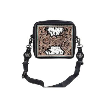 Imagem de Myra Bag Bolsa feminina de couro ocidental, lona reciclada à mão - bolsa de ombro trabalhada - Dakota Basin, Dakota Basin