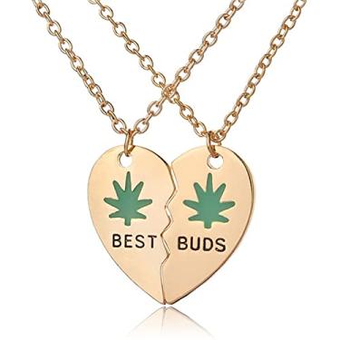 Imagem de YALLNASL Colar de presente de amizade para mulheres, meninas, colares de coração combinando para melhores amigas, presentes de Natal e aniversário para melhores amigas, melhores amigos, Small, Zinco,