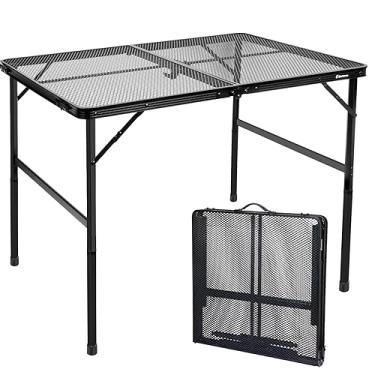 Imagem de Mesa dobrável E EASTSTORM Fácil de armazenar, mesa de piquenique portátil compacta para churrasqueira, acampamento ao ar livre, jardim, pátio, jantar, churrasco, festa, mercado, 1,2 m (grande, preta)