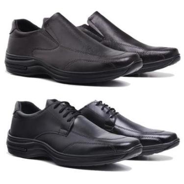 Imagem de Kit 2 Pares Sapato Social Com e Sem Cadarço Conforto KC-Masculino
