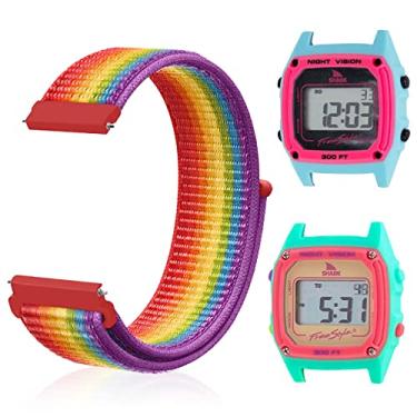 Imagem de Snyeest Pulseira de nylon de substituição compatível com relógio clássico Freestyle Shark, alça ajustável de secagem rápida para coleira clássica Shark e relógio com clipe (relógio não incluído), neon, P/M