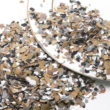 Imagem de Biaungdo Chips coloridos de mistura decorativa de 250 g/0,2 kg, flocos de tinta de mistura de epóxi, revestimentos de piso de concreto, lascas decorativas para chão de garagem (preto, café claro,