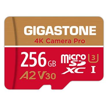 Imagem de Gigastone Cartão micro SD de 256 GB, A2 V30 roda aplicativo para smartphone, gravação de vídeo UHD 4K, jogos de alta velocidade 4K 100 MB/s, cartão de memória micro SDXC UHS-I U3 C10 Classe 10 com