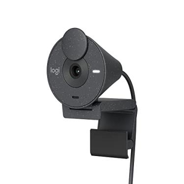 Imagem de Webcam Full HD Logitech Brio 300 com Microfone com Redução de Ruído, Proteção de Privacidade, Correção Automática de Luz e Conexão USB-C- Grafite