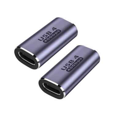 Imagem de GHQXZT Adaptador USB C fêmea para fêmea, acoplador USB c fêmea para fêmea 100 W, 40 Gbps USB c para c fêmea com tela de vídeo 8K 60Hz compatível com iPad, MacBook,Thunderbolt 4/3 (pacote com 2)