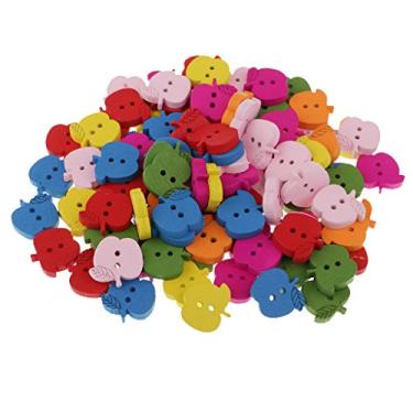 Imagem de 100 Peças Coloridas preciosos Botões de Madeira em Forma de Maçã para Costurar Sortidas