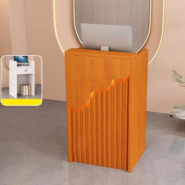 Imagem de Balcão de recepção, balcão de varejo para checkout, mesa de balcão de checkout de varejo, mesa de boas-vindas moderna, com luzes e gavetas com fechadura, para salão de recepção, sala de rece