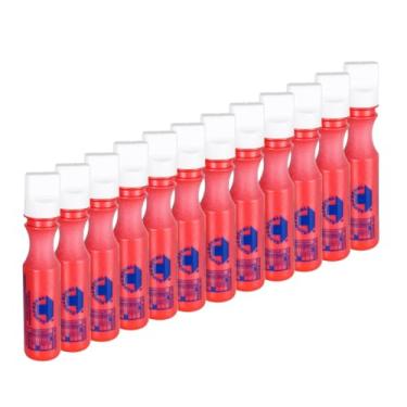 Imagem de Kit 12 Marcador Industrial Traço Forte 2mm Caneta Riscador Peças Metais (Vermelho)