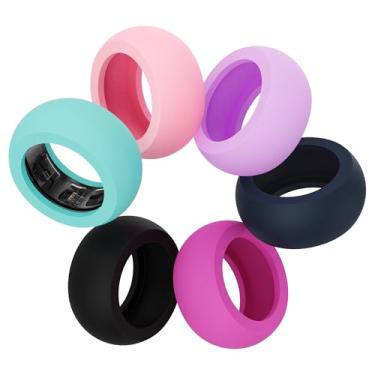 Imagem de AWINNER Capa de anel de silicone compatível com Samsung Galaxy Ring, capa protetora de anel, tamanhos 5-13, anel elástico para malhar, conjunto de 6 (cores mistas, G (12/13))