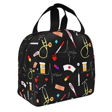 Imagem de antcreptson Lancheira de enfermeira reutilizável isolada lancheira feminina masculina à prova de vazamento portátil isolada lancheira com bolso lateral, lancheira térmica bento para trabalho piquenique acampamento