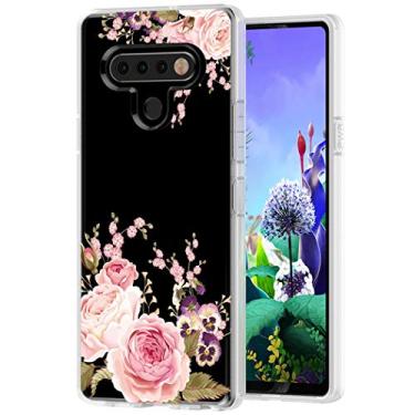 Imagem de Yerebel Capa para LG Stylo 6, capa fofa para LG Stylo6, capa de silicone de borracha macia TPU transparente flexível para LG Stylo 6 (flor rosa)