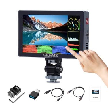 Imagem de FEELWORLD P6X Monitor de câmera com tela sensível ao toque de 5,5 polegadas 1000Nit monitor de campo, suporta 4K 60Hz, 3D LUT, HDR, caixa de alumínio em forma de onda marcador 9:16