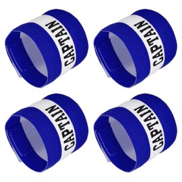 Imagem de YOKIVE 4 peças, braçadeira de capitão, emblema de braço de proteção de nylon, flexibilidade ajustável, ótimo para treinamento de equipe, competições (azul, 11,8 x 3,5 polegadas)