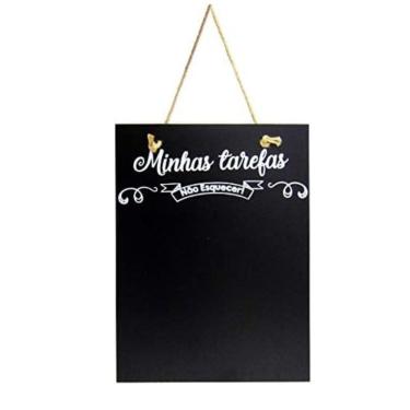Imagem de Quadro Placa Porta Recado Negro De Madeira 36cm