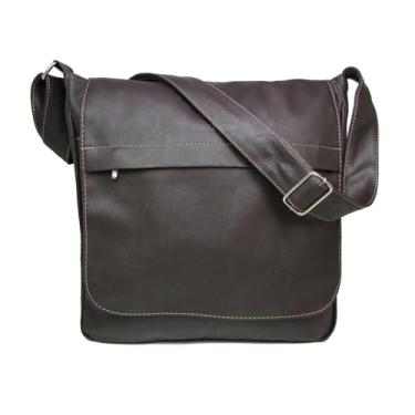 Imagem de Bolsa Carteiro Pasta Transversal Ombro Laptop Escolar Trabalho Passeio Masculina Feminina (Marrom)