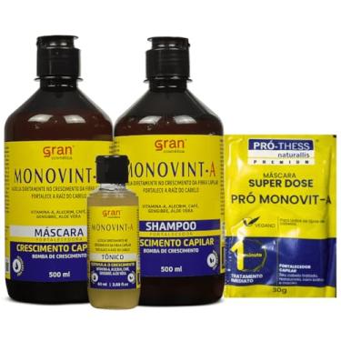 Imagem de Kit de Tratamento Capilar Monovint-A Gran Cosmetica Shampoo + Máscara + Tônico + Sachê Fortalecimento e Crescimento Acelerado