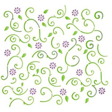Imagem de Stencil de Acetato para Pintura OPA Simples 14 x 14 cm - 1054 Estampa Flor/Folha
