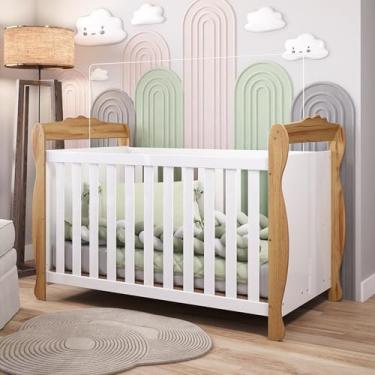 Imagem de Berço Mini Cama 3 em 1 Americano 100% Mdf Cocada Branco Brilho/Amêndoa