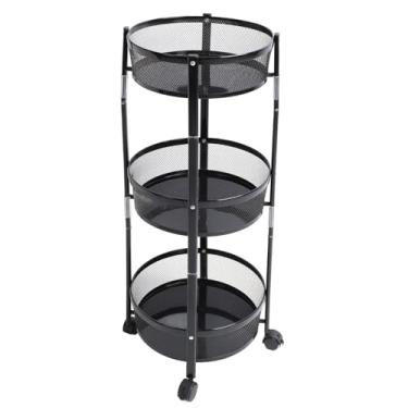 Imagem de Carrinho de Rodinha Carrinho de Armazenamento Carrinho Utilitário de Aço Carbono de 3 Camadas Carrinho de Armazenamento Com Rodas Traváveis ​​para Cozinha Maquiagem Banheiro