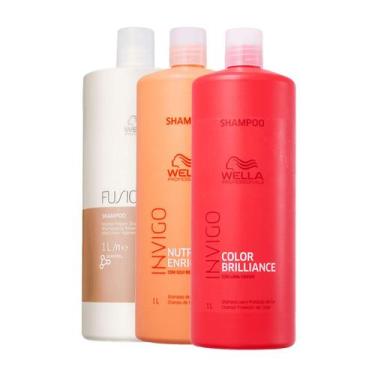 Imagem de Kit Shampoo Fusion, Color Brilliance e Nutri Enrich Wella 1L - Wella P
