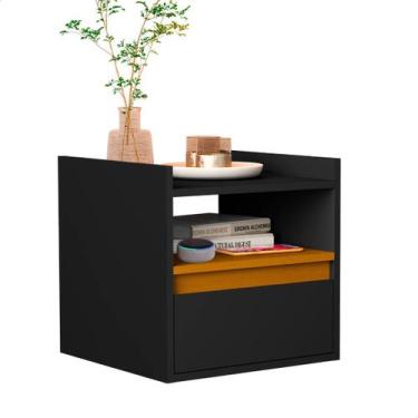 Imagem de Mesa de Cabeceira Suspensa Para Quarto Estilo Retro 1 Gaveta e Nicho -