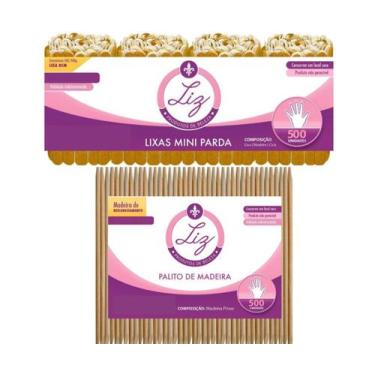 Imagem de Kit manicure 1000 Mini lixas + 1000 palitos ponta e chanfro Liz produt