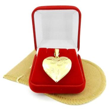 Imagem de Pingente Coração Relicário 2cm Banhado Ouro 18K Pi123 - WNBIJOUTERIAS