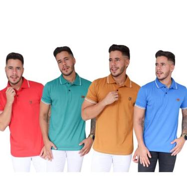 Imagem de Kit 05 Camisetas Masculina Polo Fio 30.1 Cardada  Algodão - RS, GG, Va