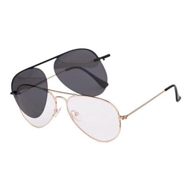 Imagem de Armação Óculos Grau Masculino Palas Aviador 2 em 1 Clipon - Palas Eyew