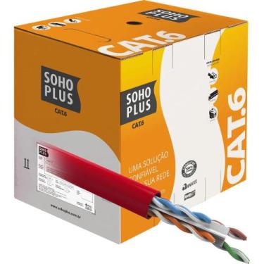 Imagem de Caixa Com 305 Metros Cabo De Rede Cat6 Sohoplus Vermelho Utp - Furukaw