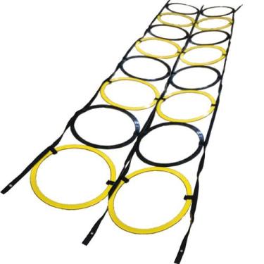 Imagem de Kit Escada Dupla 16 Argolas De Agilidade Rythmoon, Preto, Amarelo
