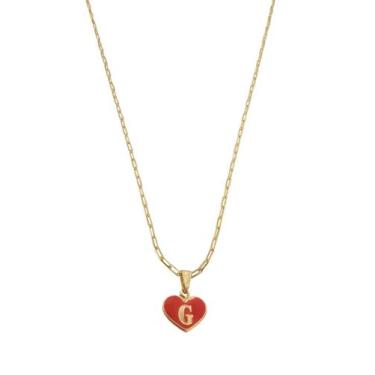 Imagem de  Colar Cordão Corrente Feminina Pingente Coração do Amor Letra Inicial