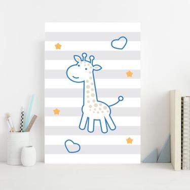 Imagem de Placa Decorativa MDF Infantil Girafa Azul 20x30cm - Quartinhos