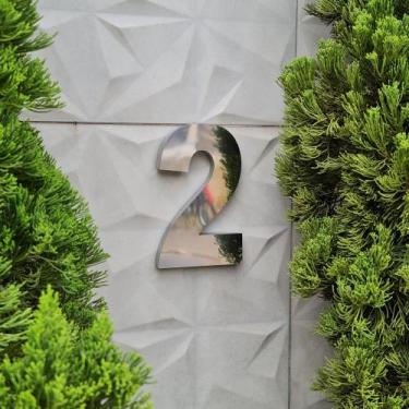 Imagem de Número residencial em aço inox 15cm Casa Portão 3d- Estoque disponível