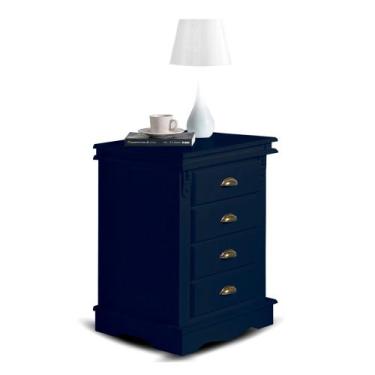 Imagem de Mesa de Cabeceira 4 Gavetas Manchester 2044 Linz Móveis, Azul Petróleo