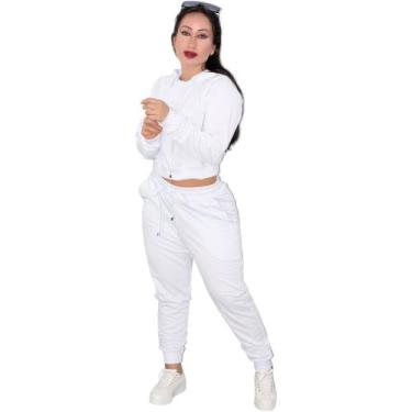 Imagem de Calça Moletom Acompanha Blusa Meia Estação Elegante Sem Estampa - Caro