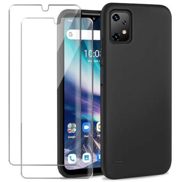 Imagem de RTYJZ Capa para umidigi Bison X20 com 2 protetores de tela de vidro temperado à prova de choque de silicone macio para umidigi Bison X20, preta