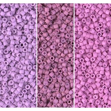 Imagem de Miyuki Conjunto de contas de sementes Delica: tamanho 11/0, rosa fosca DB355, lavanda fosca DB356, rosa velha metálica fosca DB379-3 tubos de 7,2 gramas ea