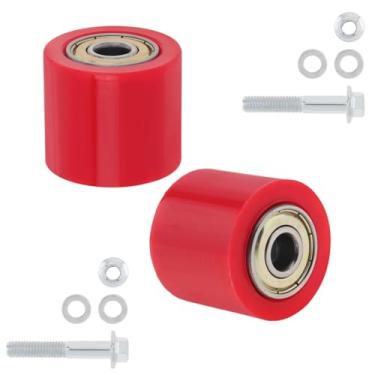Imagem de Windance 2 peças, roda guia tensora de corrente de 8 mm, rolo de polia de corrente de acionamento para motos Dirt Pit Bikes bicicletas de rua, motocicletas, quadriciclos, off-road (roda guia vermelha)