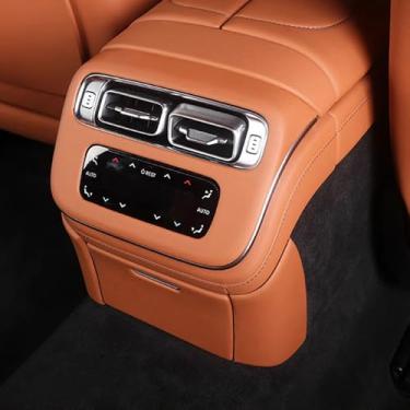 Imagem de Tampa de saída de ar condicionado para console central traseiro de couro de carro protetor antiarranhões acabamento decorativo para Mercedes Benz S Class W223 2021-2024 S500 S450L S580 S63 AMG S560