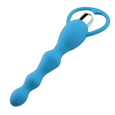 Imagem de Vibrador Anal Brinquedos Sexuais para Mulheres Anal Beads Vibrador Gay Brinquedo Erótico Massagem Próstata Liso Silicone Butt Plug Produtos Adultos (Color : Blue)