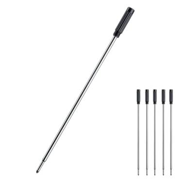 Imagem de Refil de tinta vermelha HeTaoCat pacote com 5, refil de caneta esferográfica substituível, refil de metal de ponta média, Preto