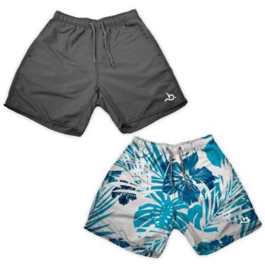 Imagem de Kit 2 Shorts Verão Masculino Curto Básico e Florido Casual - Bueno Sto