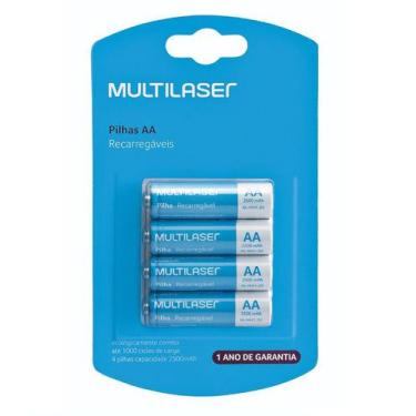 Imagem de Pilhas Recarregáveis AA 4 Unidades 2500 Mah Multilaser