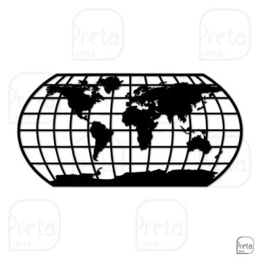 Imagem de Escultura de Parede Decorativo Mapa Mundi Mdf 6mm 60x30cm - Linha Pret