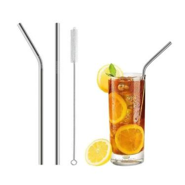 Imagem de Kit 5 Canudos de Aço Inox Com Escova Limpeza Reutilizáveis Ecológicos 